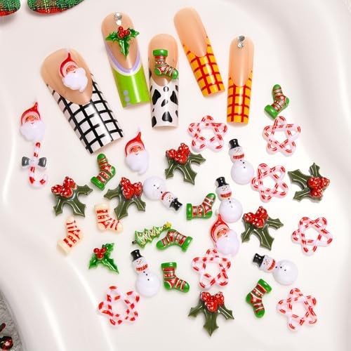 54PCS 3D Christmas Nail Art Charms Christmas Resin Nail Charms Snowman Style-4