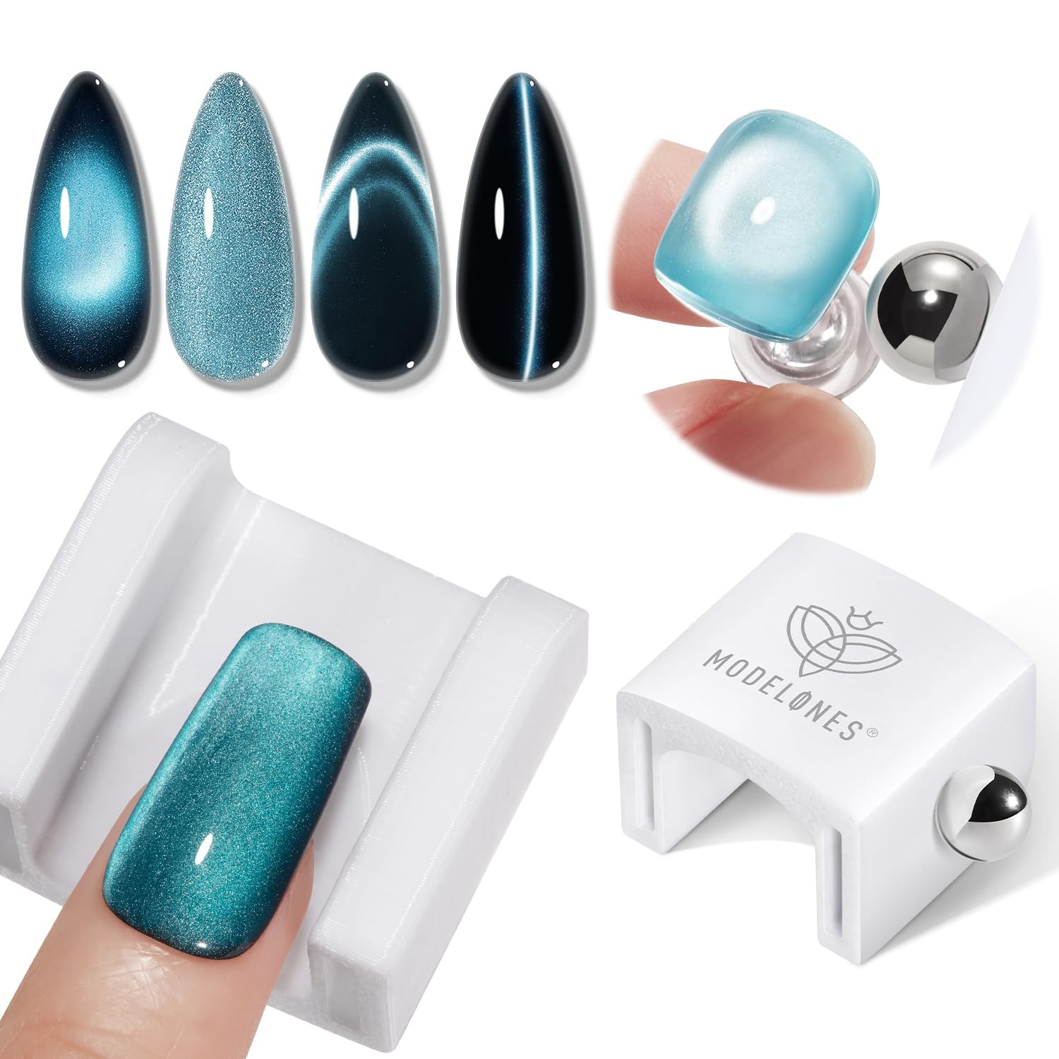 Cat Eye Magnet for Nails, 5D Aura French Glass Bead Wide Multi Cateye Effect Beg