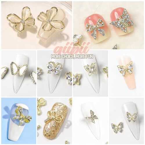 32 Pcs Butterfly Nail 1 Box Luxury Style Nail Charms – Golden Butterflies(A)