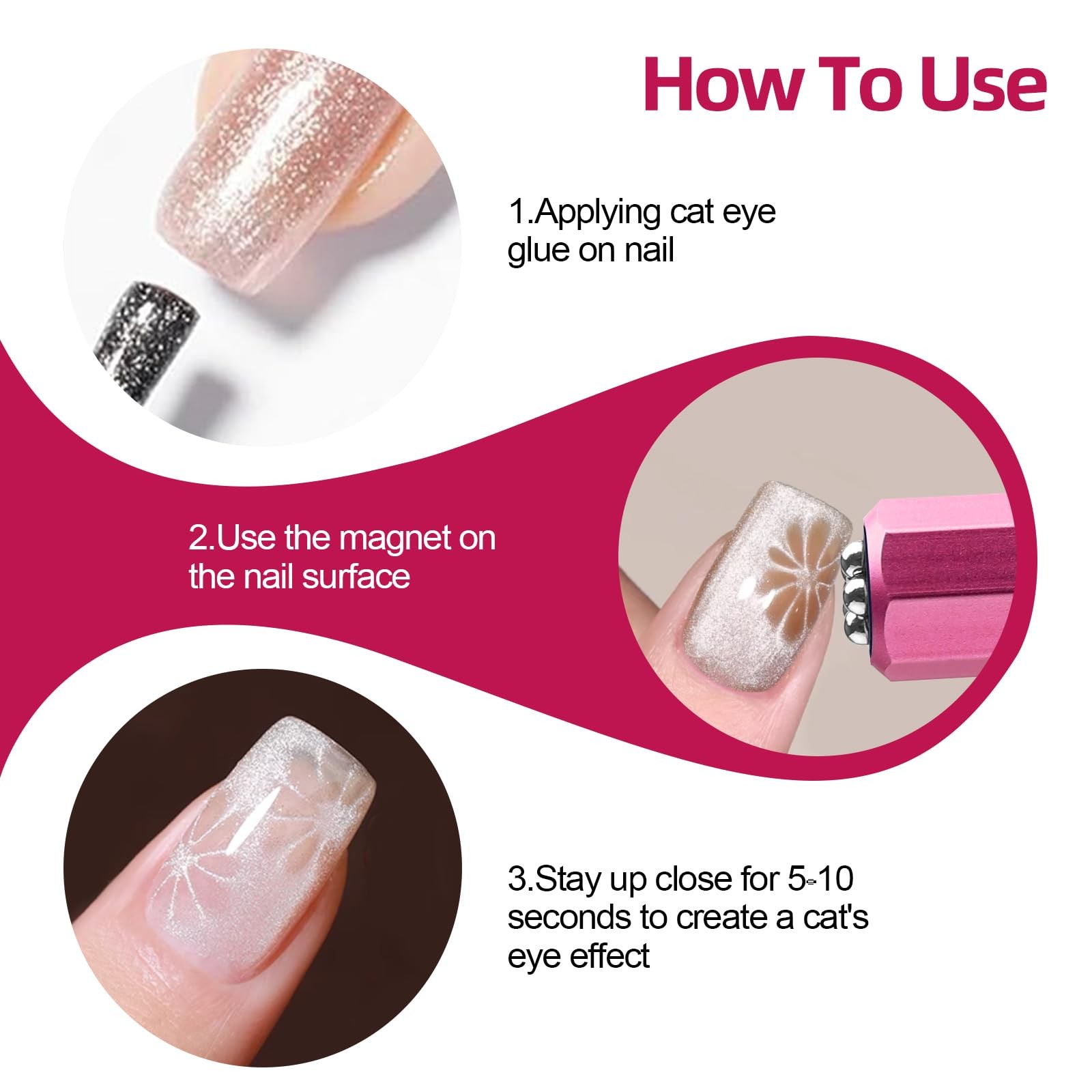 Lobodt Cat Eye Magnet for Nails, professional 3-in-1 nail magnet tool, octagonal