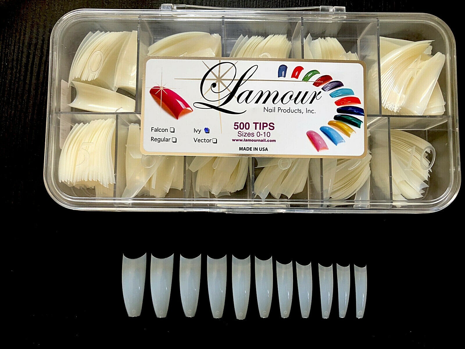 Lamour Ivy Coffin Nail Tips -NATURAL Nail Tips – Box 500 tips USA