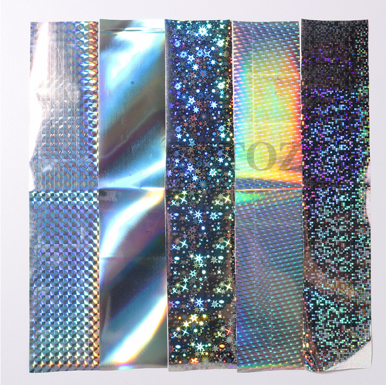 10Pcs Nail Art Foil Stickers laser Star Print Pattern Transfer Decals Tips NS54