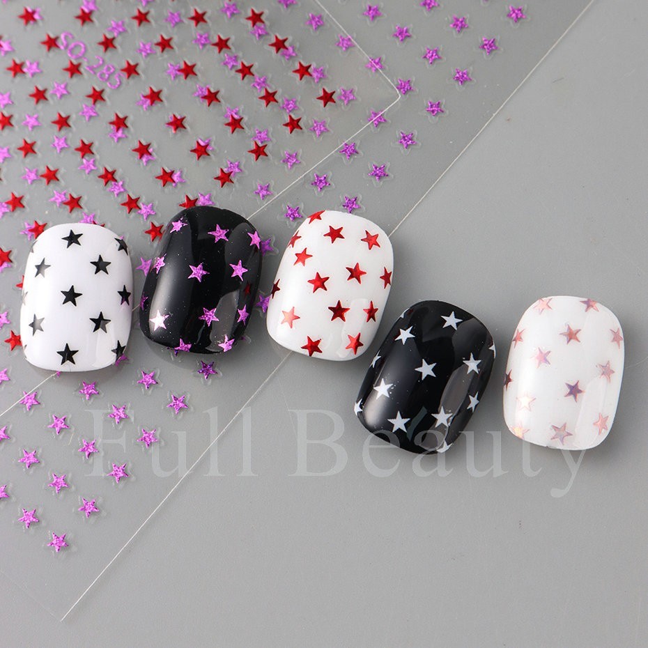 Stars Nail Art Stickers Decals 6 Sheets Supplies Self-Adhesive Peel SO285 NS53