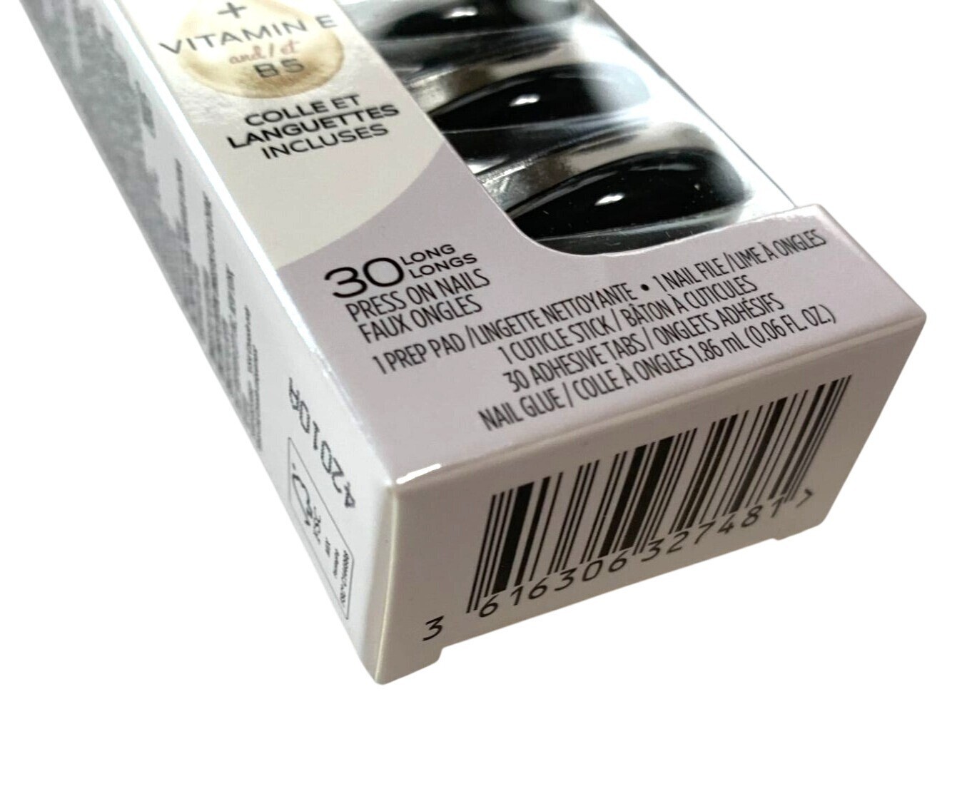New Sally Hansen Salon Effects Press On Nails Glue and Tabs 30 Long C0331 Onyx p