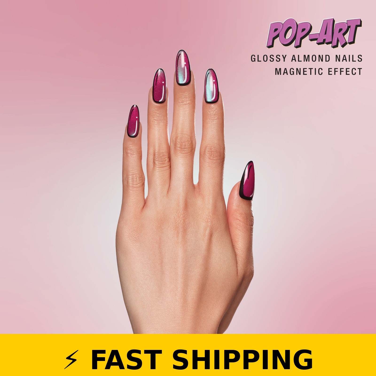 Salon Perfect Artificial Press on Nails, Purple Magnetic – 30pcs