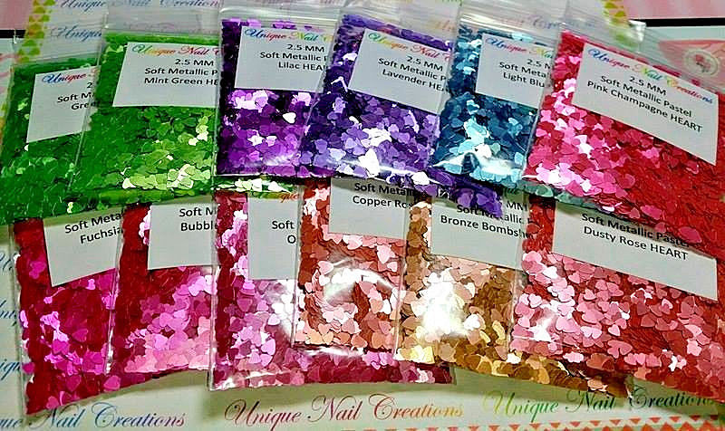 HEART~2.5MM Soft Metallic ❤Nail Art•Acrylic•Gel•Body Art•Face•Festival•USA