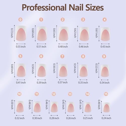 French Gel Nail Tips, 160Pcs Deep Almond French Round French B-Short Square