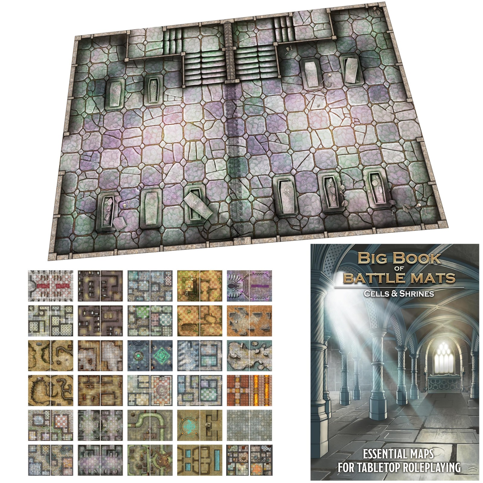 Loke Big Book of Battle Mats Cells 8 inches by 12 0.1 inches, Green