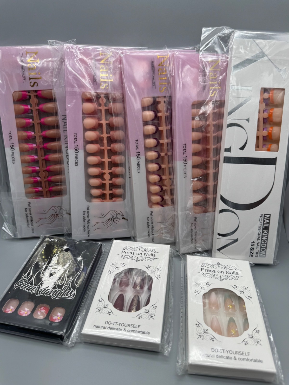 Press-On Nails Lot of 8 Various Colors and Designs OVER 700 PIECES