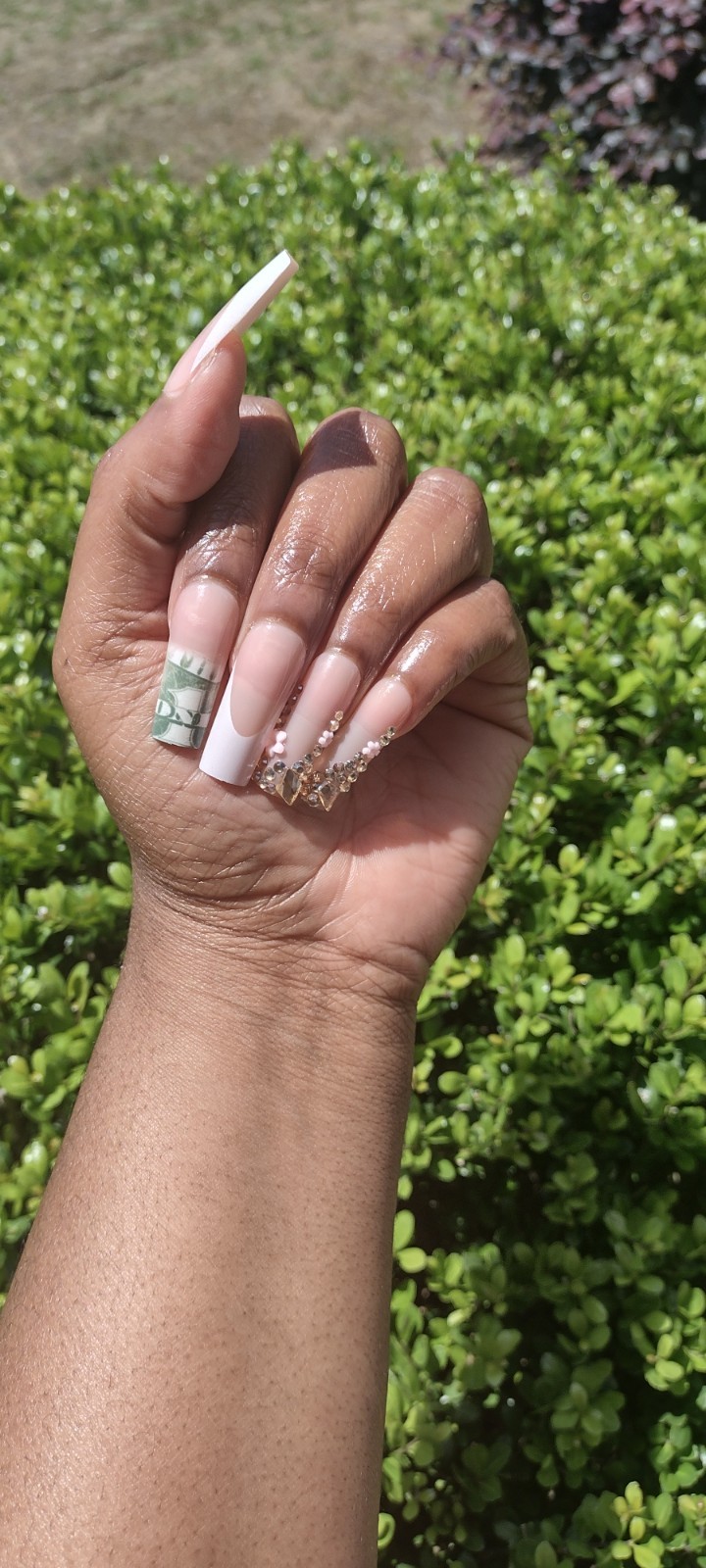 Money Bling & Bows Press On Nails Glue Included