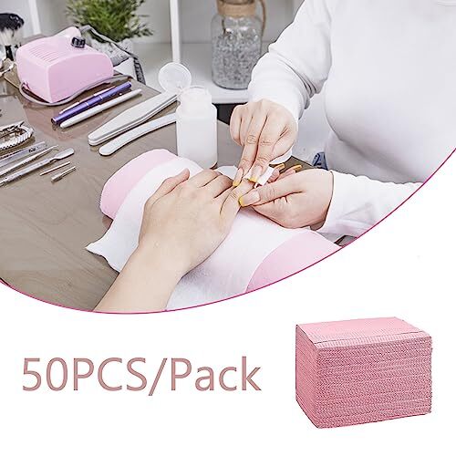 Nail Art Table Mats Disposable Nail Paper Towels,50PCS Waterproof 3 Ply Pink