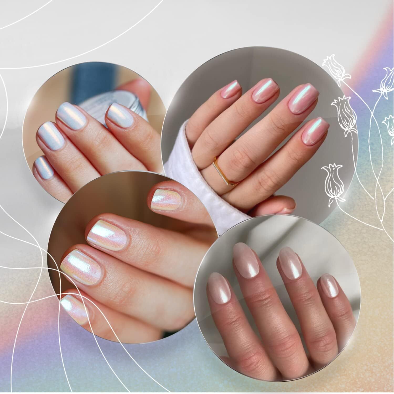Chrome Nail Powder – 7 Colors White Pearl Chrome Nail Powder Set