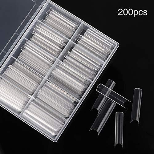 400PCS Extra Long C Curve Nail Tips XL, 2 Packs Natural and Clear Nail Tips