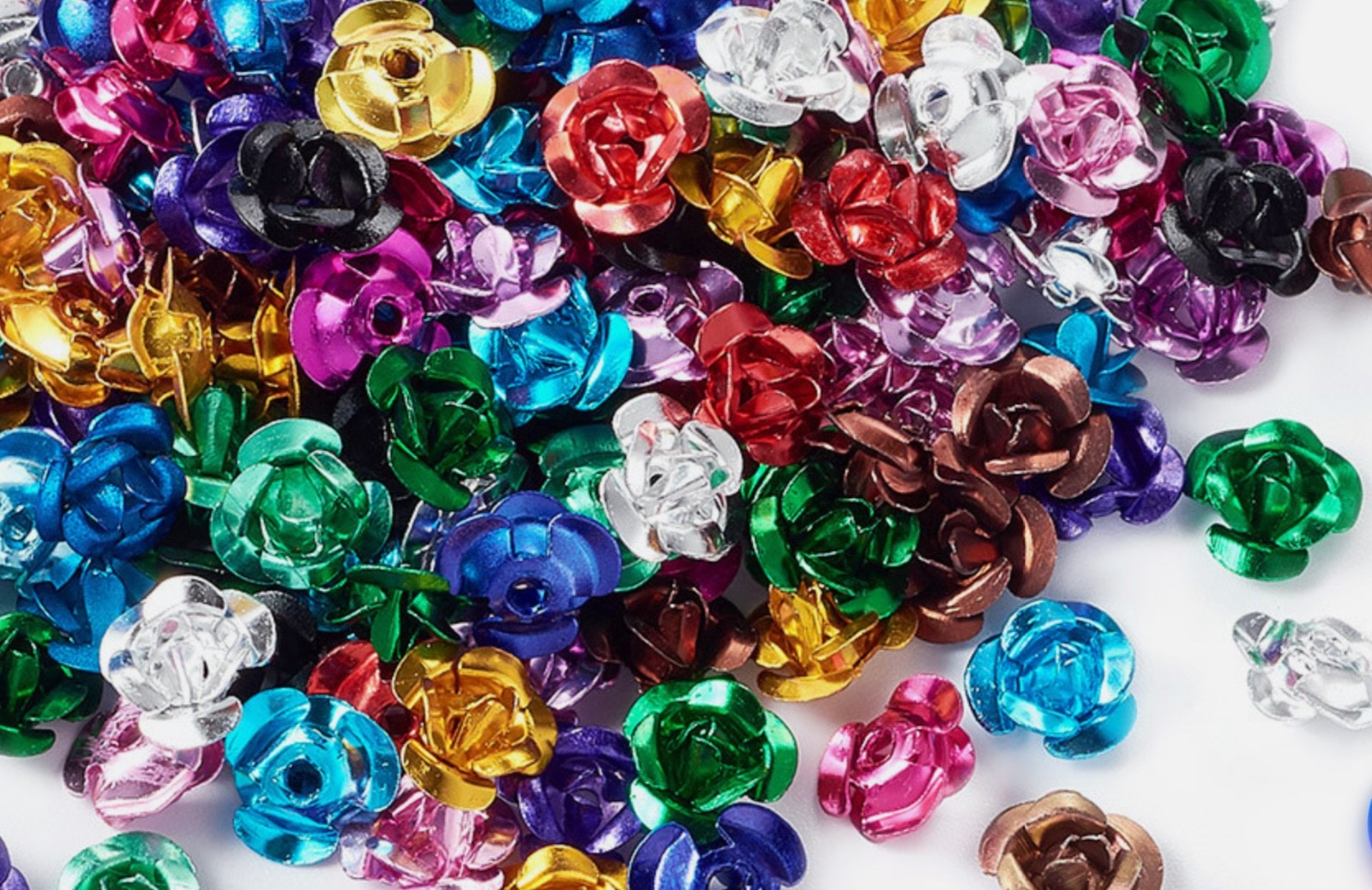 25 pcs Mixed Color Aluminum Rose Flower Tiny nail art