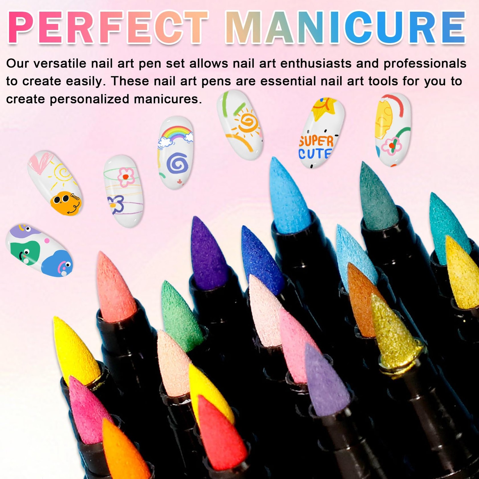 AOAZXBB 12 Colors Nail Art Pens Set Polish Pens,Quick Drying 12