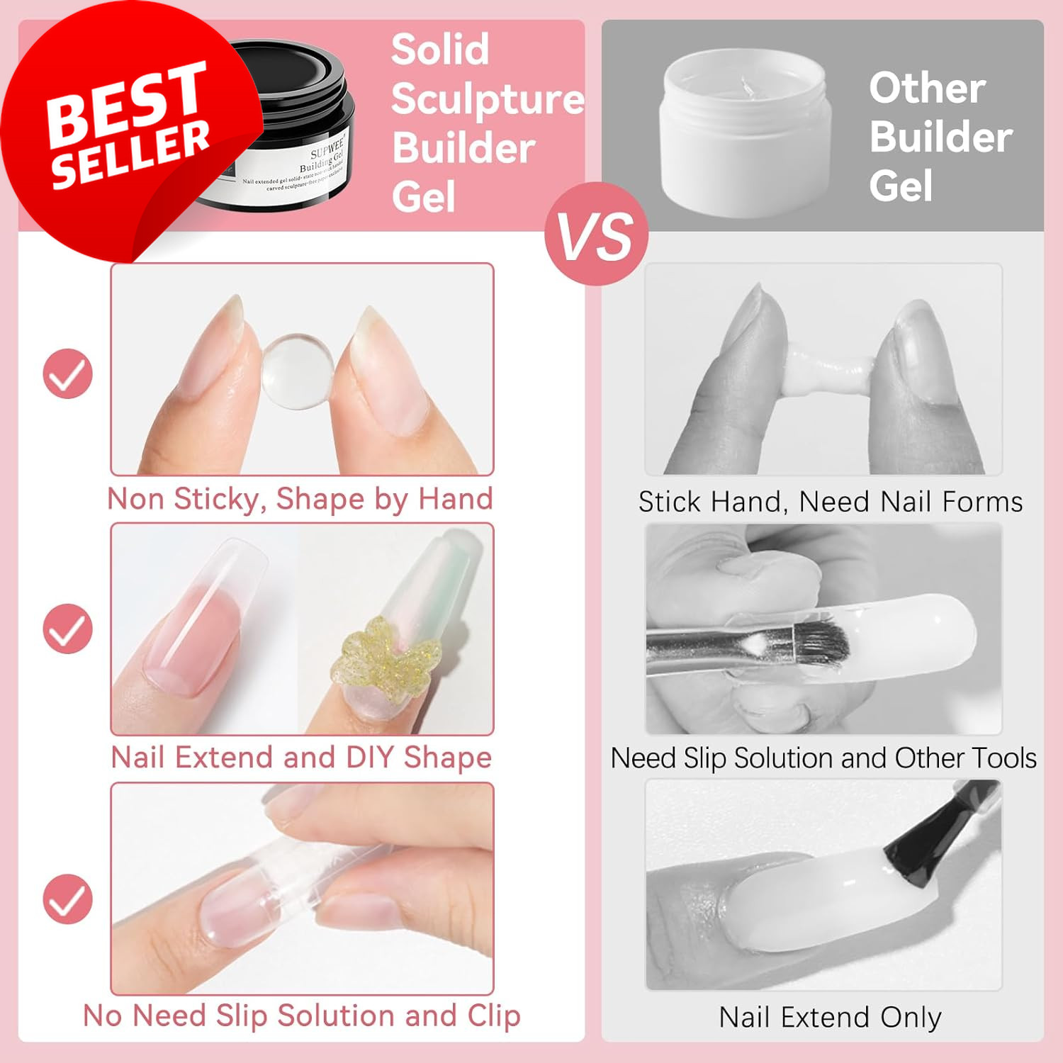 3D Nail Art Gel Clear & White Solid Builder Gel Carving,Decoration,DIY Manicure