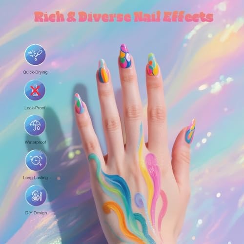 Nail Art Pens Precision Tip Nail Art Markers Set Easy to Use for 12 Colors