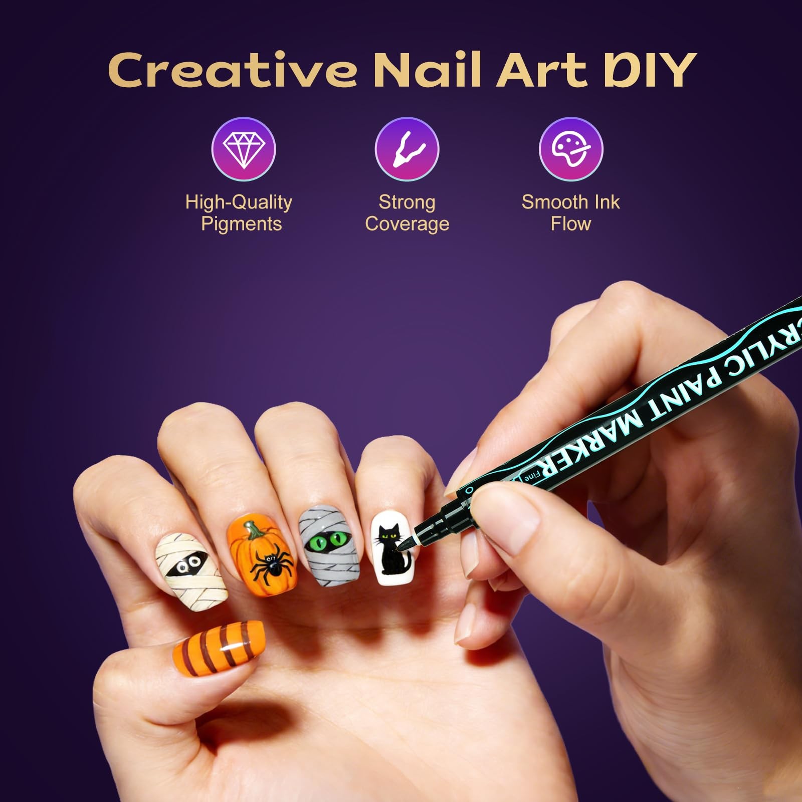 Nail Art Pens Set,12 Colors Double-Ended Nail Polish Markers Pens for 3D Nail…