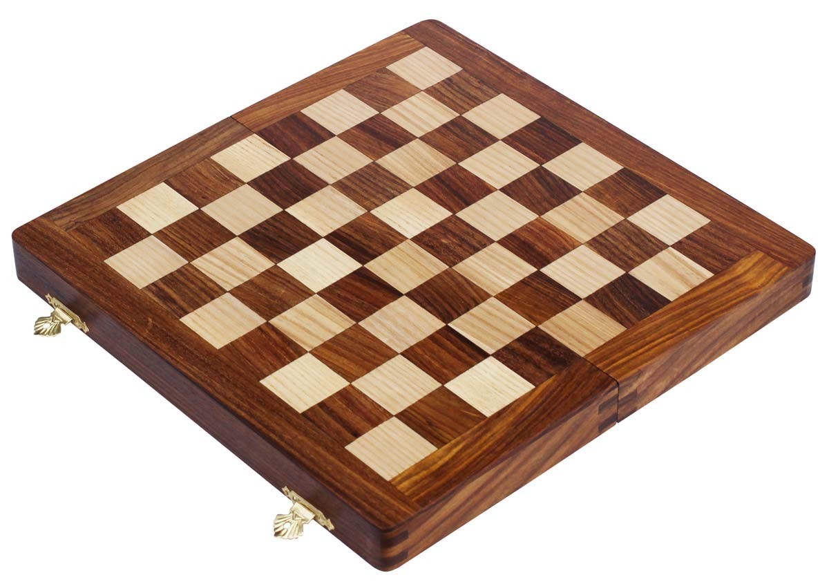 Magnetic Travel Chess Board Set – Classic Wood Staunton 7 X 7 inches, Bronze