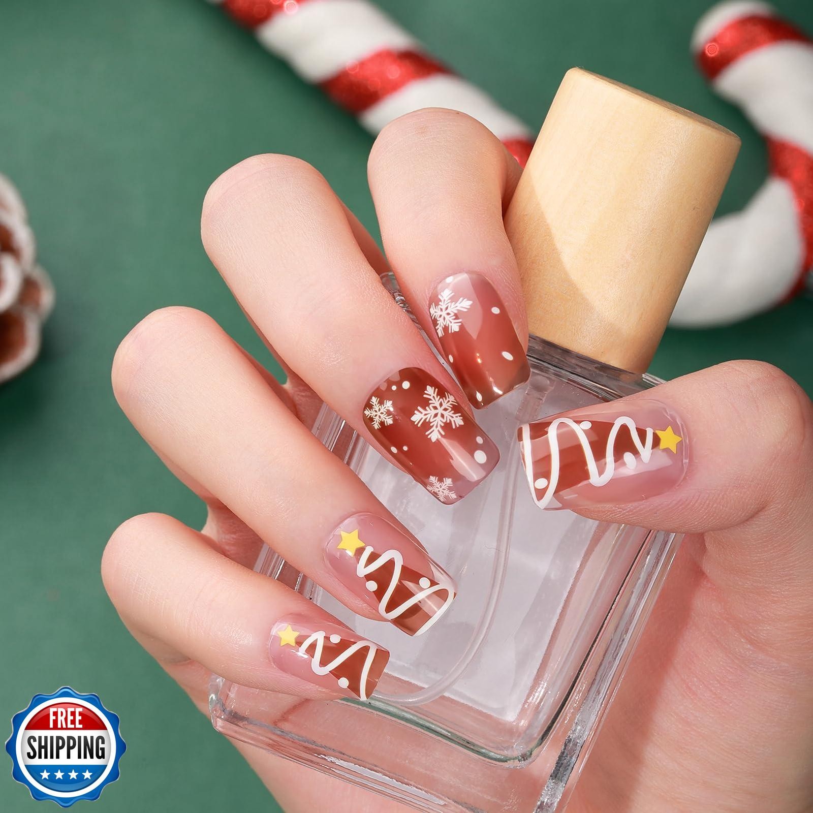 winthrop 8 Sheets Christmas Nail Wraps Full Stickers Nail Polish Strips, DIY
