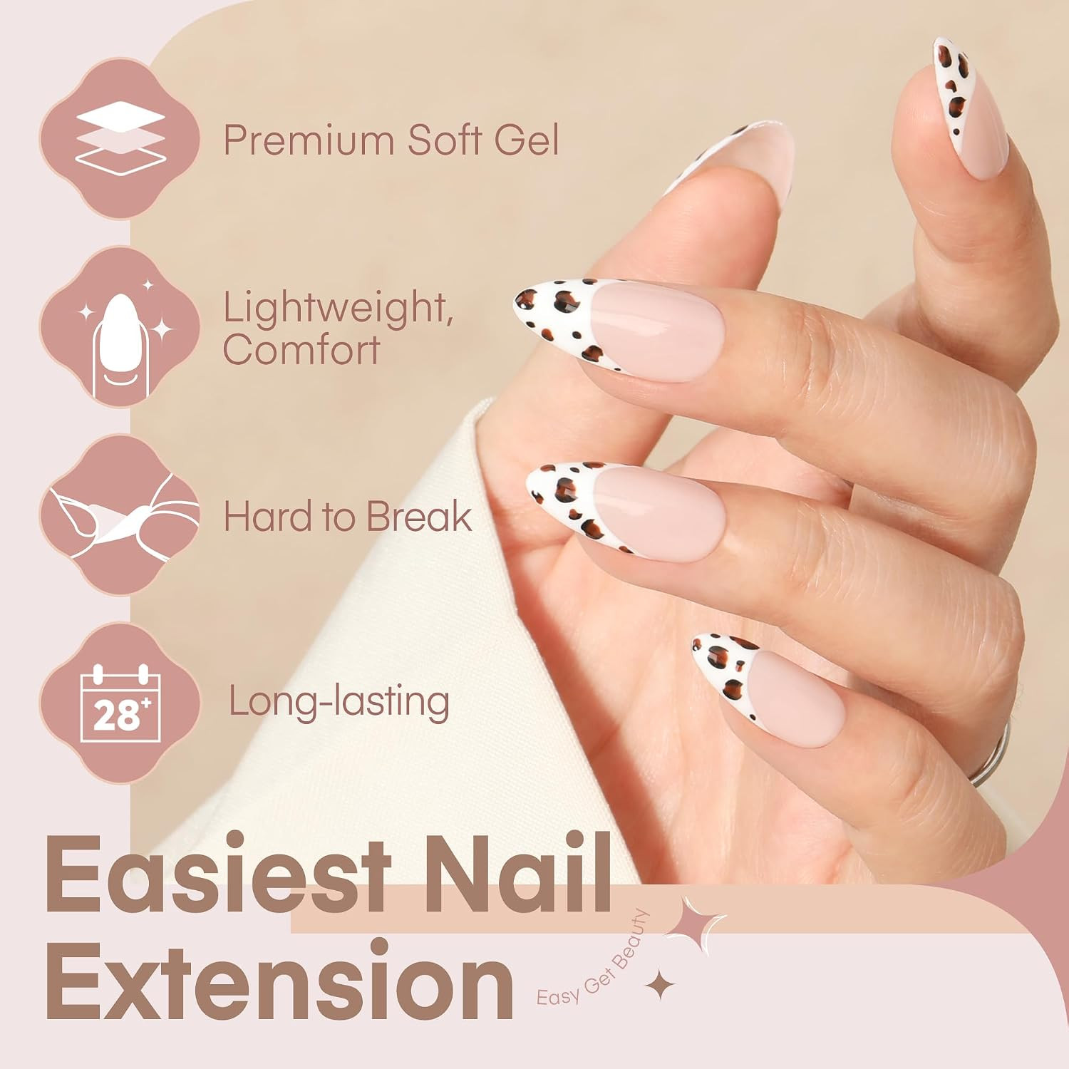 Medium Almond Shape Nail Tips Half Cover 360Pcs Medium Nails Double Sided Matte