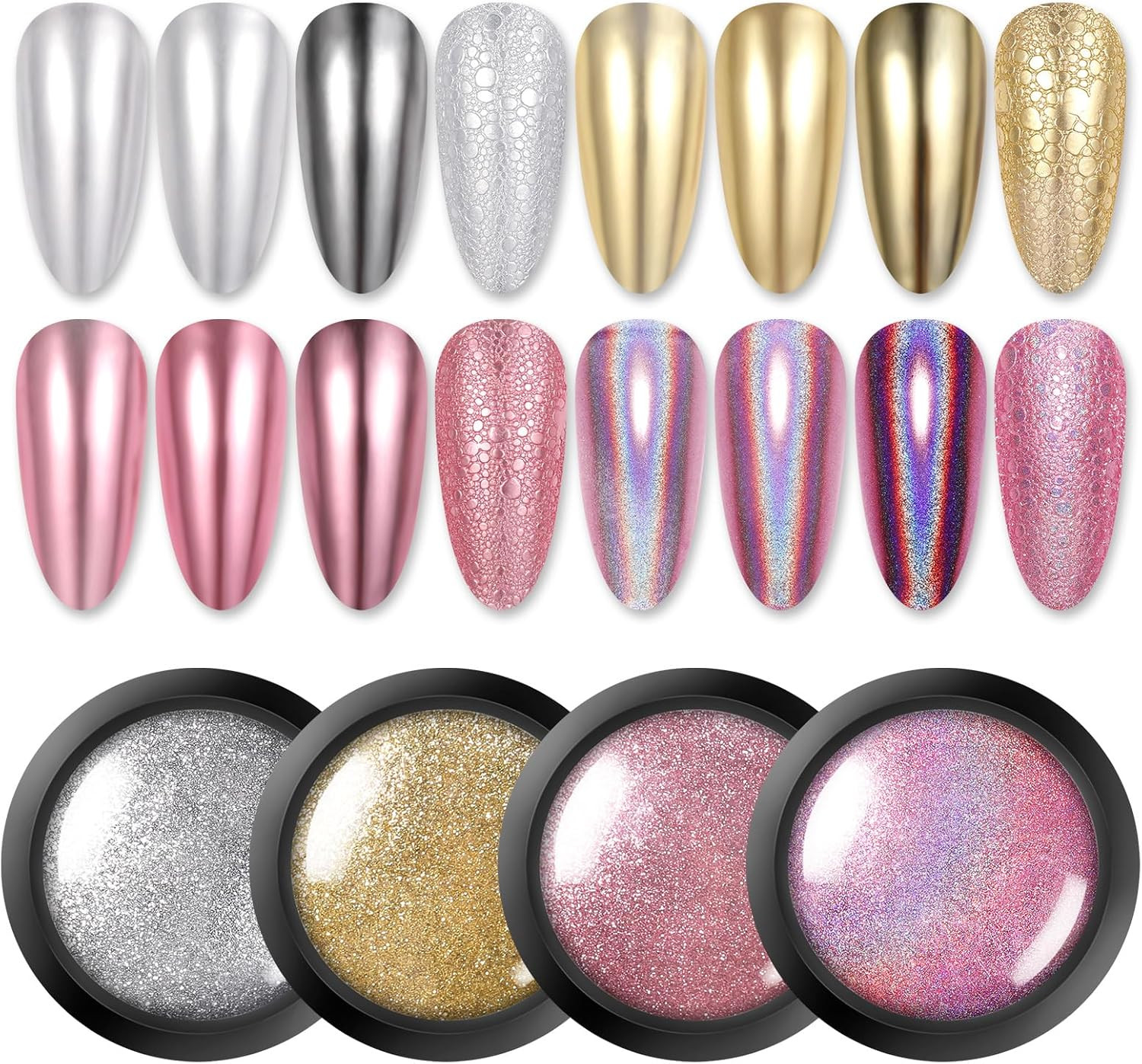 Chrome Nail Powder Metallic Mirror Powder Holographic Pigment | Powder Manicure