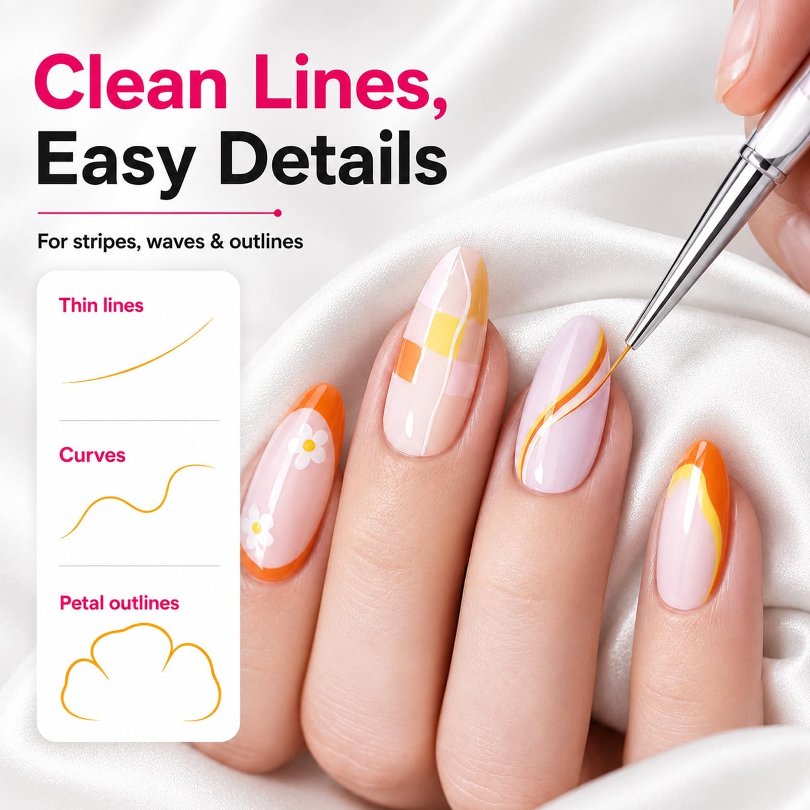 Beetles Nail Art Brushes 8pcs – Crystal Nail Art Tools Double-headed | Nails Dot