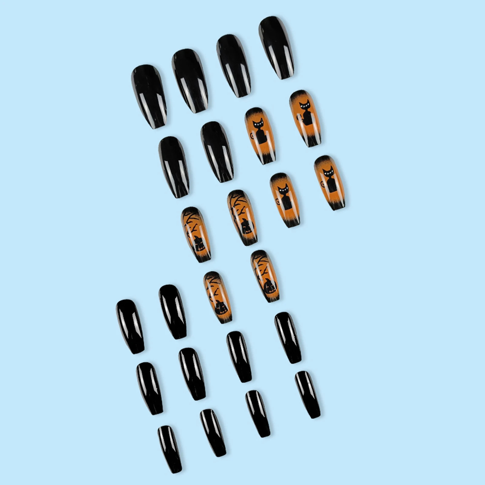 24pcs 2026 Cat Eye Leaf Flower Short Almond Press On Nails