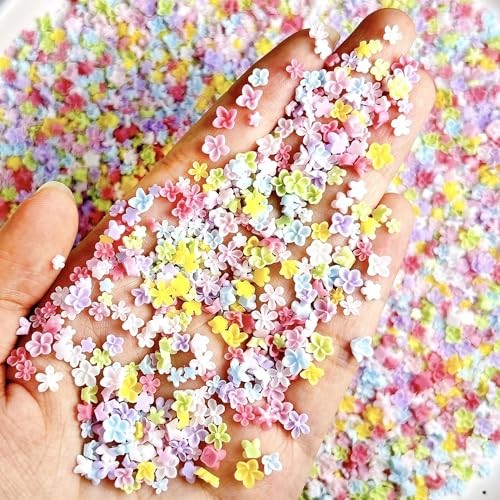 300Pcs Flower Nail Art Charms 3D Flowers for Nails Random Color multicolored