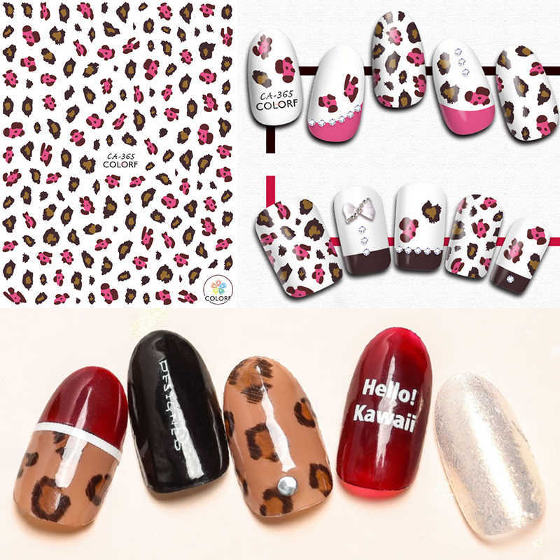 Nail art 3D stickers decal Leopard print pink light brown dark brown CA365