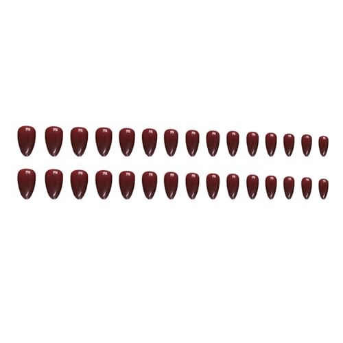 Luxury Press-On Nails – Medium Almond – Elegant Burgundy Fake Nails Cherry Red