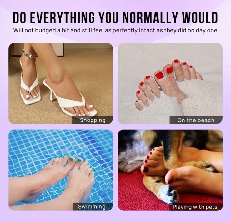 288Pcs Fake Press on Toenails Short Square. 12 Colors W Storage. Easy To Apply.