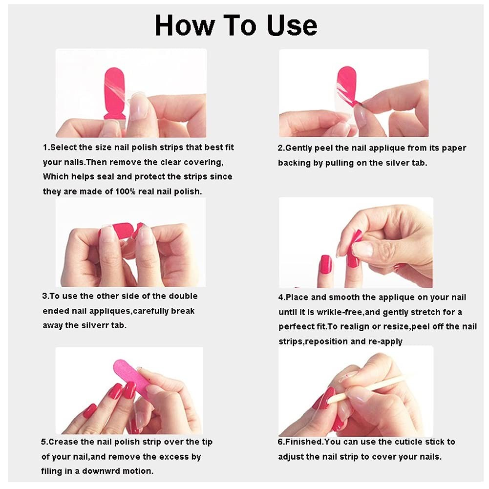 12 Sheets Glitter Nail Wraps Nail Polish Strips Solid Color Nail Polish Stick…