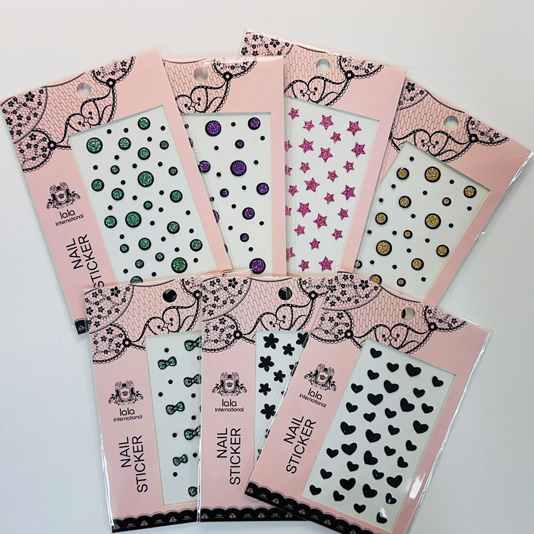 3D Embossed Nail Stickers 7pc Korean DIY Raised Point Decals Made in Korea