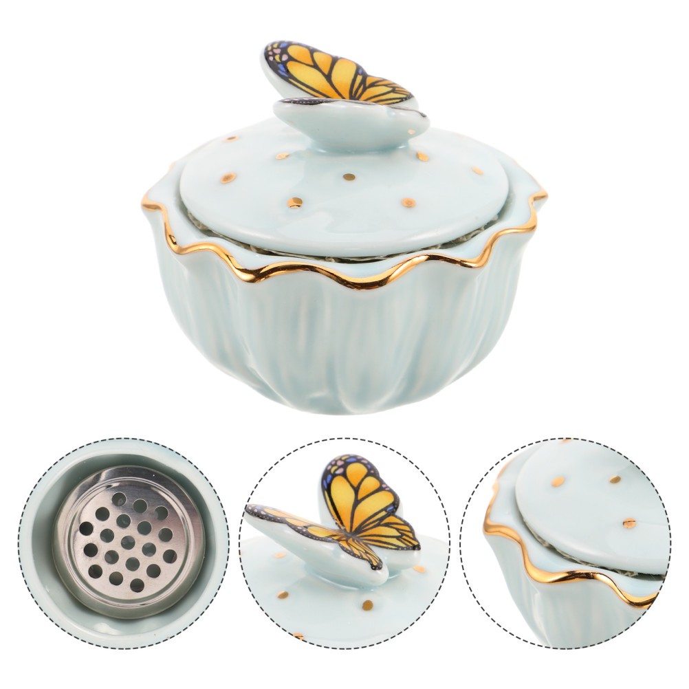 Mesh Layer Dappen Dish Ceramic Manicure Cup Acrylic Nail Cleaner