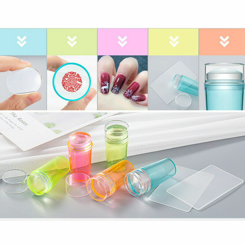 Nail Art Stamp Transparent Silicone Seal Stamper w/Scraper DIY Nail Decorate