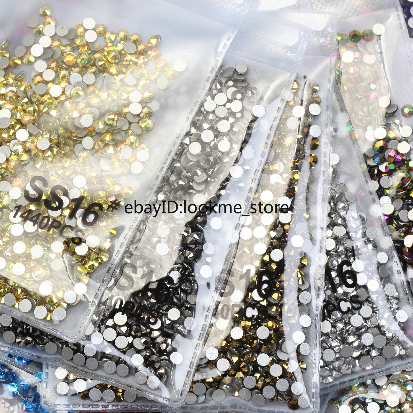 1440pcs 4mm (ss16) Crystal Glass Rhinestones Flatback Gems Nail Art Crafts Decor
