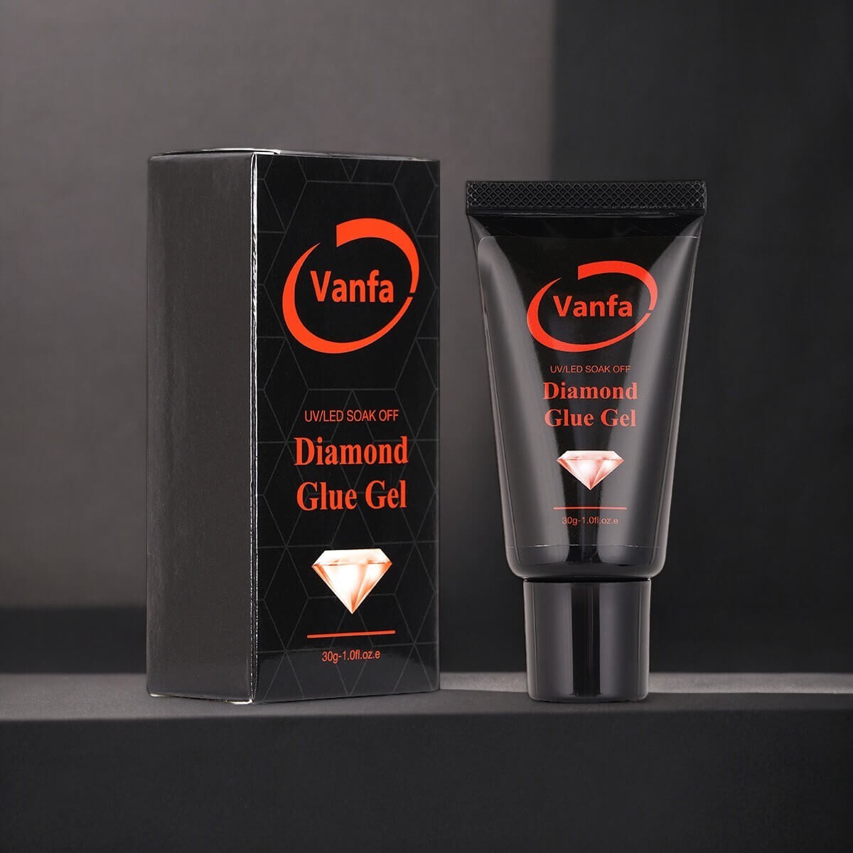 Vanfa Diamond Glue Gel for Rhinestone, Nail Art Jewel,3D Art Shape – tube 1 oz