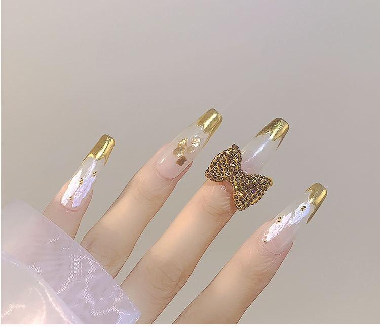 1Pc 3D Bow Knot Nail Charms Glitter Metal Manicure Accessories Nail Art Decor