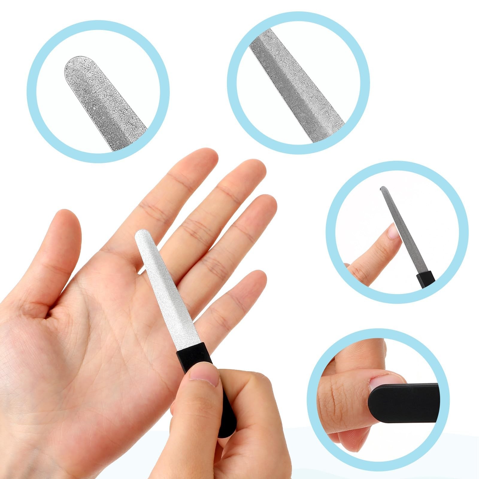 3PCS Fingernail Files, Metal Nail File for Natural Nails, Diamond Fingernail …