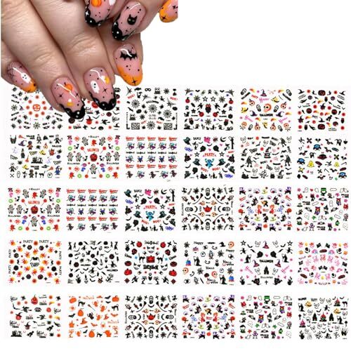 3000Pcs Christmas&Halloween Nail Stickers 60 Sheets Halloween AUG10 Aug10-15