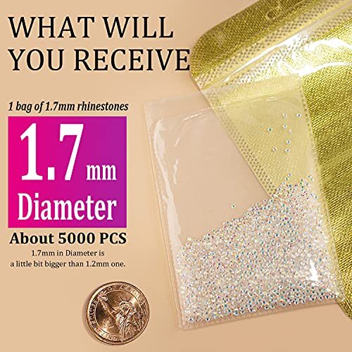 Tiny Nail Rhinestones 5000PCs Mini Pixie AB Glass Crystals for Nail Art 1.7mm