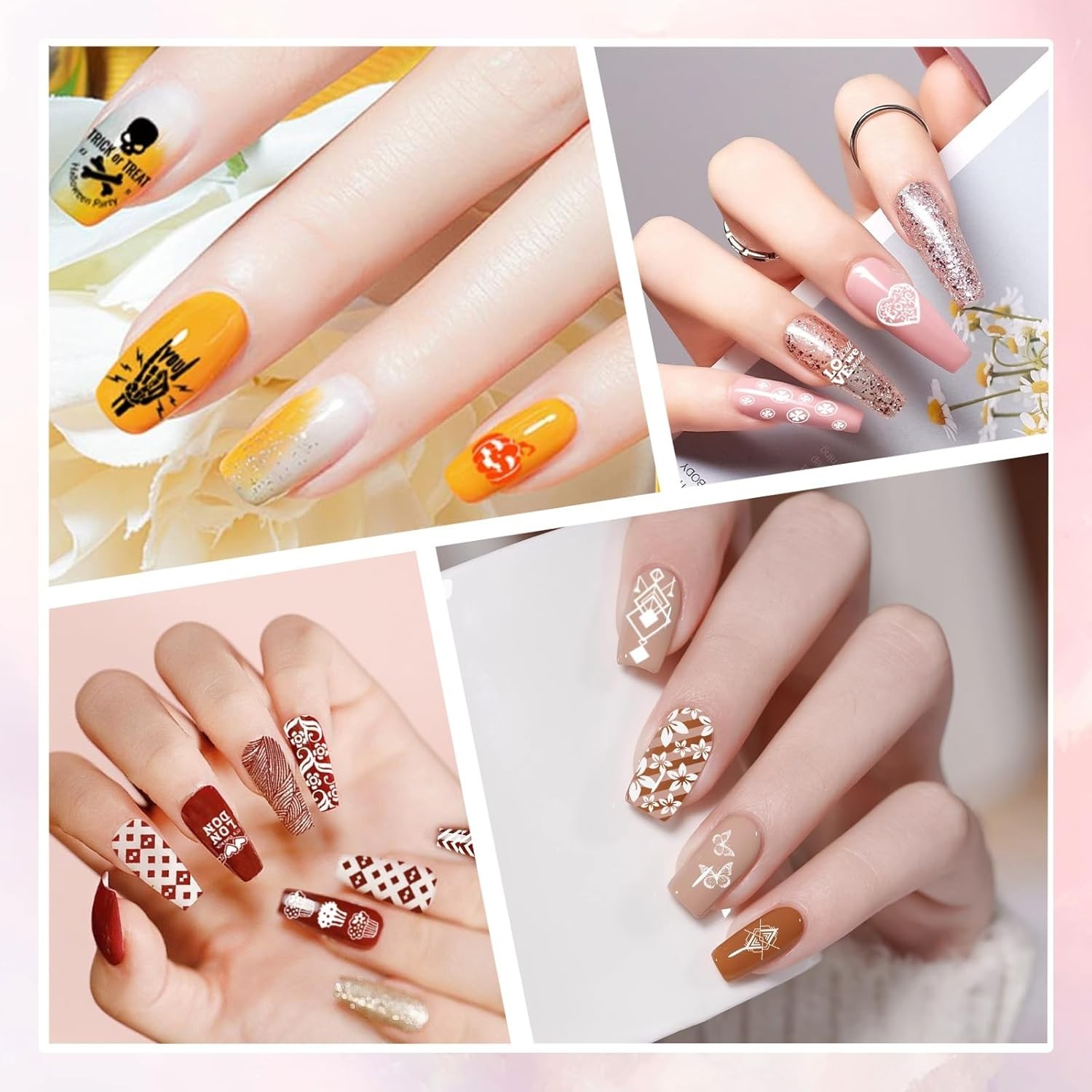 Deluxe Nail Stamping Kit – 12 Plates, 8 Gel Colors, Stamper