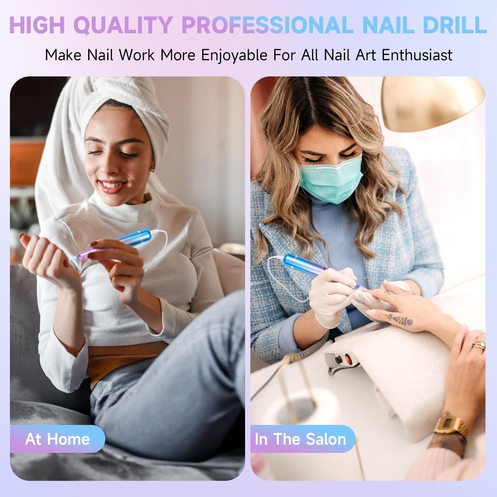 Nail Drill Professional, 35000RPM Electric Nail File Rechargeable, Portable N…