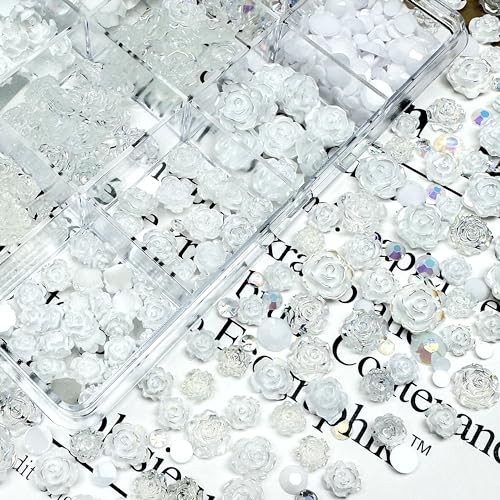 3D Flower Charms for Nails Cute Rose Flowers 3D Flower Rhinestones Charms 13