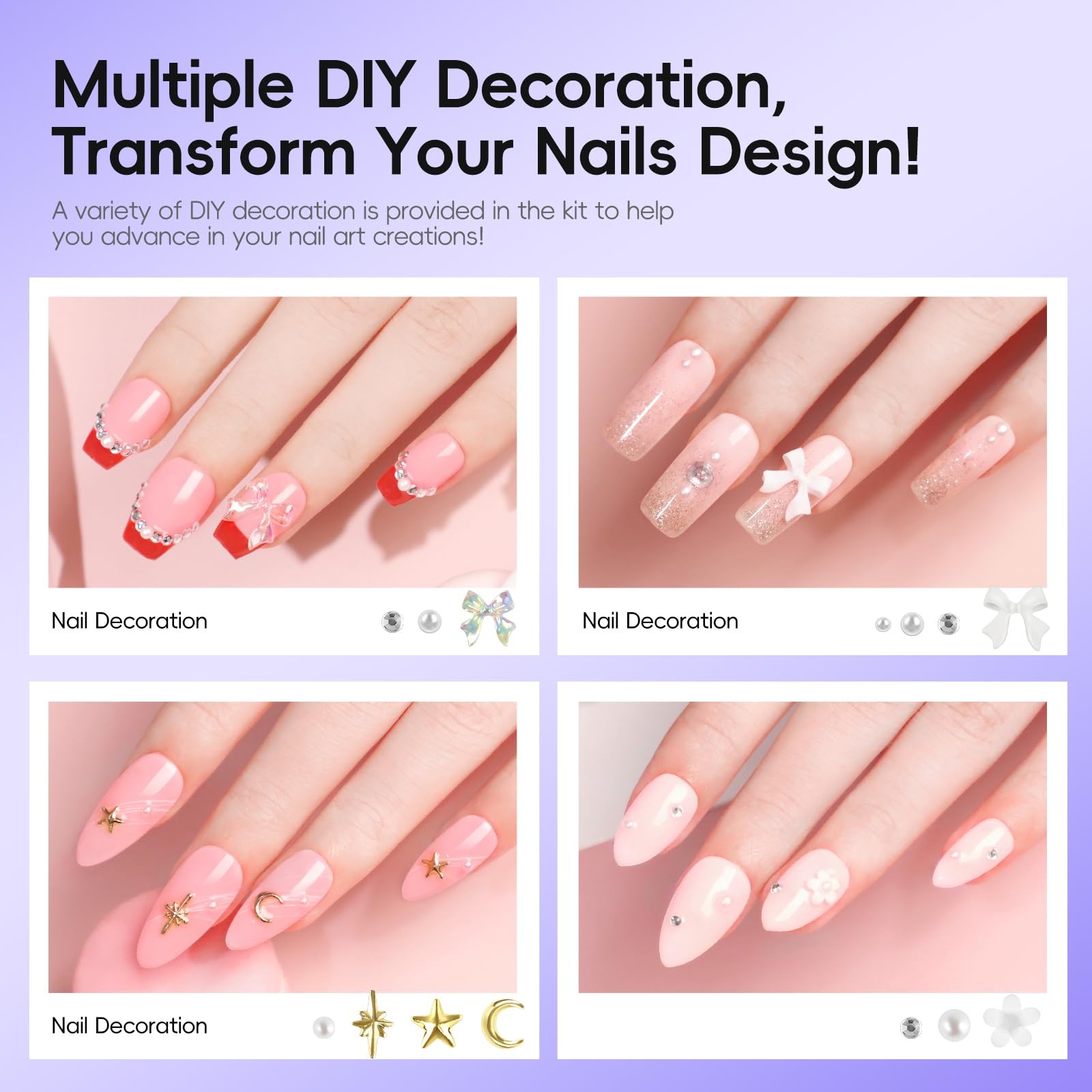 Gel Nail Kit, 240Pcs Short Medium Coffin Nail Tips with U V Lamp 2 Colors Jel…