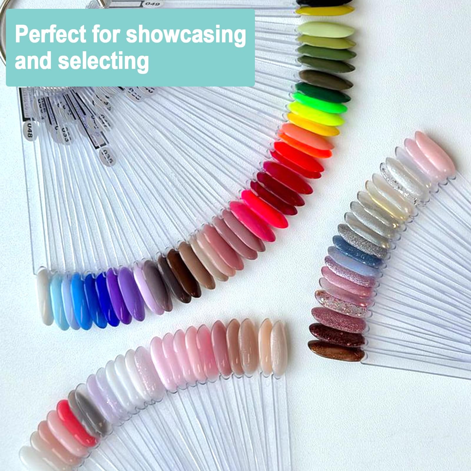 50 Pcs Oval Nail Swatch Sticks with Metal Split Ring and Numbered Tips – Clea…