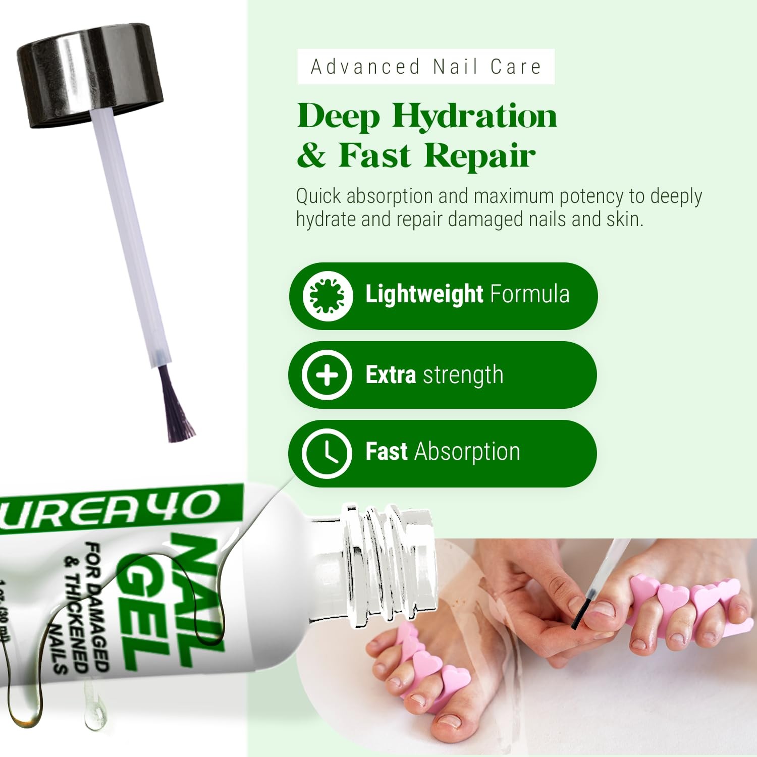 Urea Nail Gel – Softens Cracked Heel 1 Fl Oz (Pack of 1), Green 40