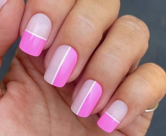 Red Aspen Press On Nails, Medium Square, Pink Power Suit, Penelope
