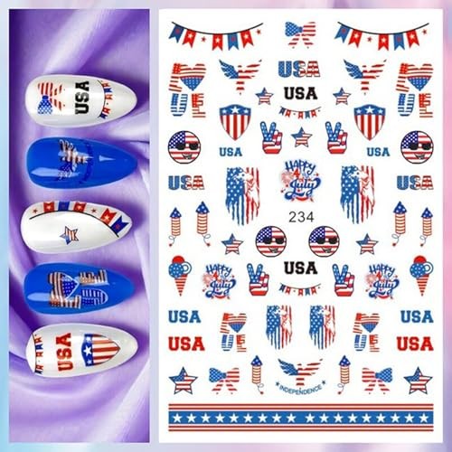 4th of July Nail Sticker for Art Self Art Self Adhesive Indenpendece Day Nail